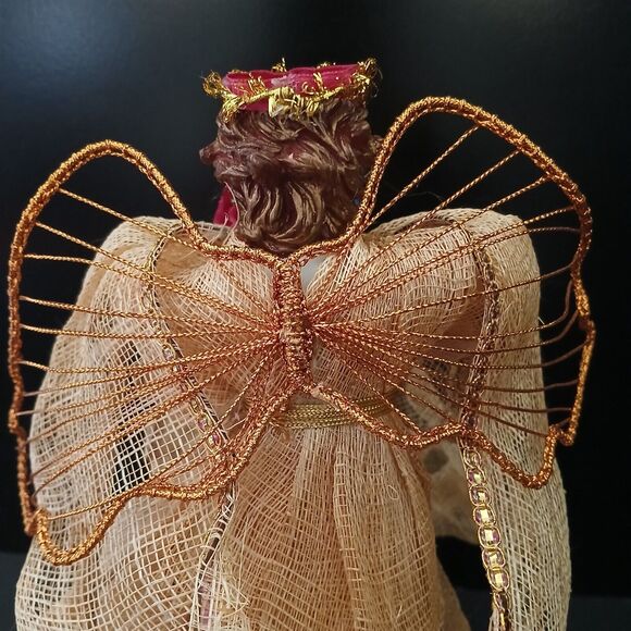 Sinamay Angel Christmas Tree Topper 11.5 Tall Holiday Ornament Figurine Decor - Picture 9 of 10